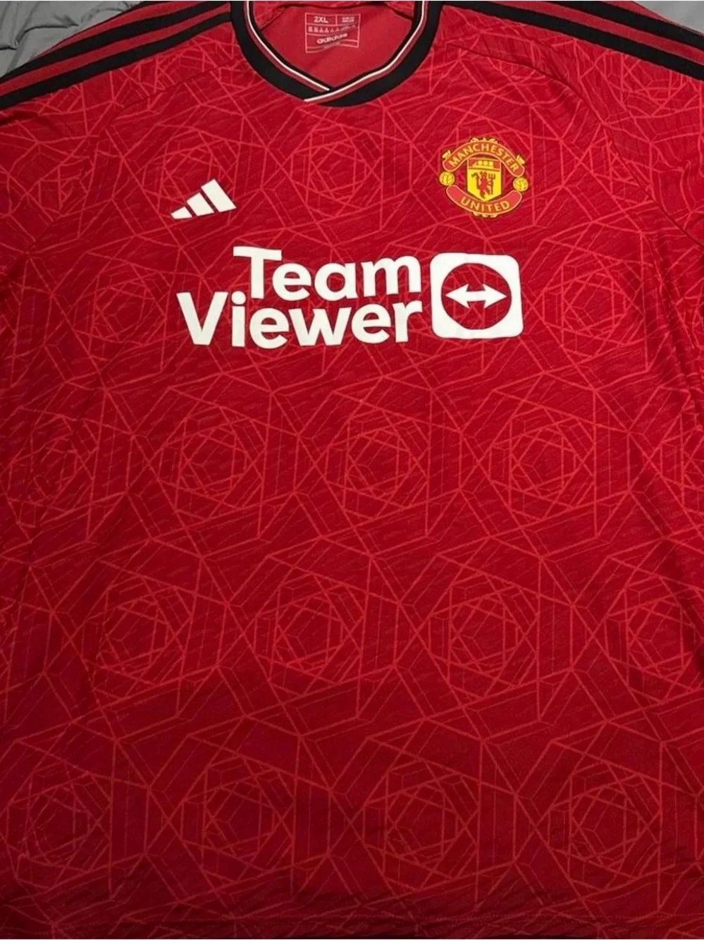 adidas Red Soccer Jersey with Geometric Crest